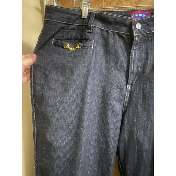 Vintage Westport Jeans Dark Wash Straight Leg Gold Hardware Size 20W Plus - Picture 2 of 14